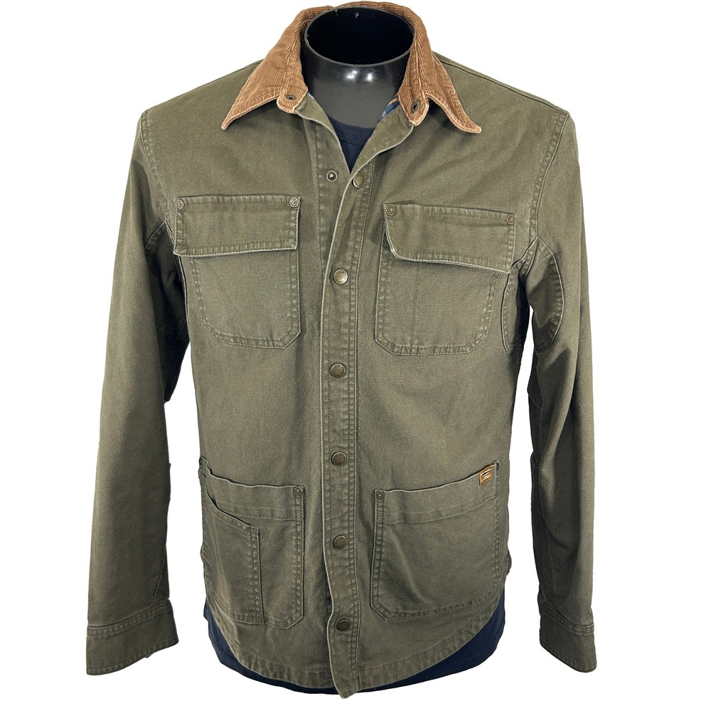 LL Bean Signature Field Jacket Men M Slim Corduroy Collar Plaid Lined Barn Chore